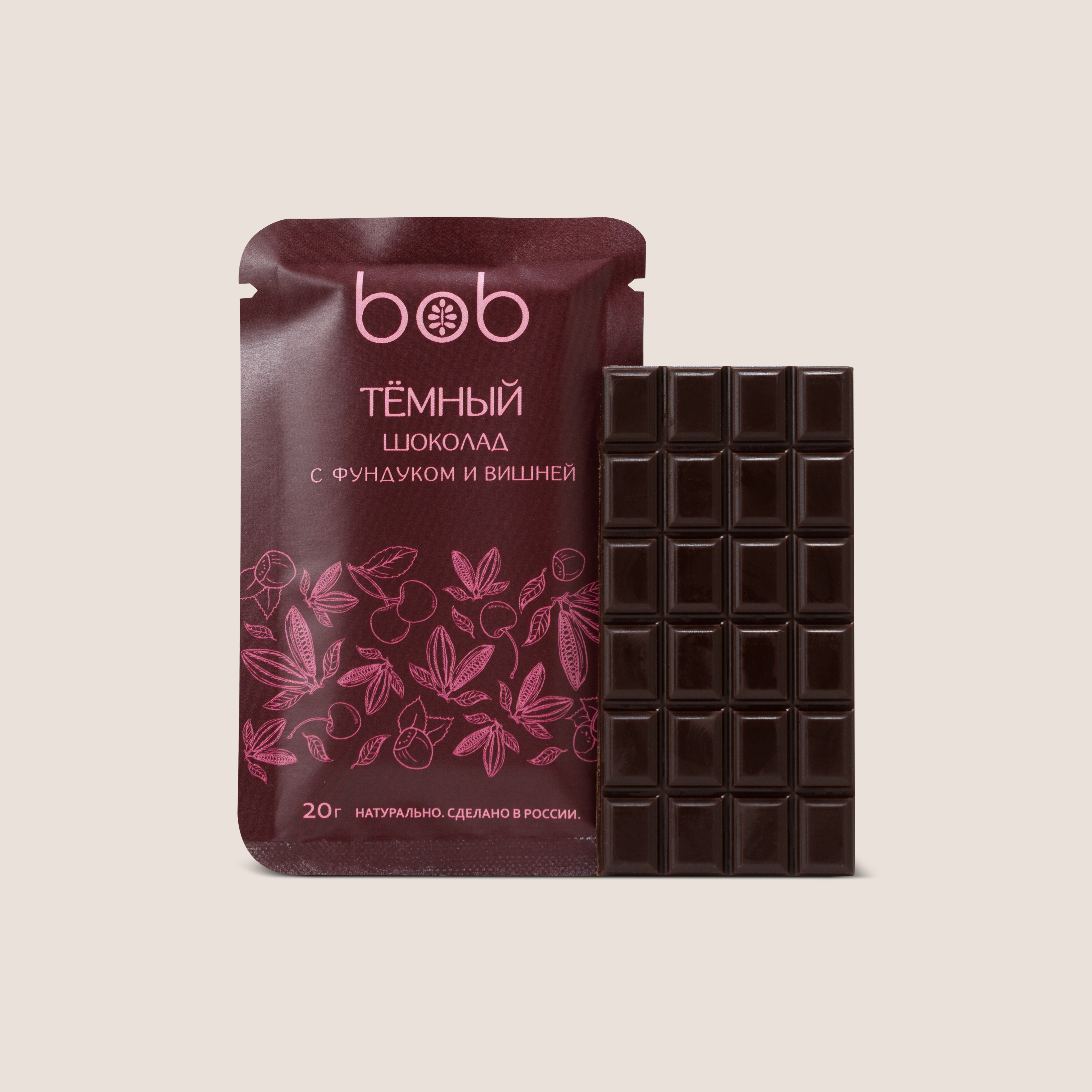 шоколад темный с фундуком и вишней, bob